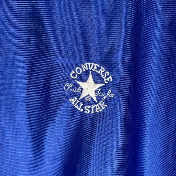 Converse All Star Vintage 90s Blue Warmup Button Up Shirt Men Size Large Sporty - Picture 6 of 9